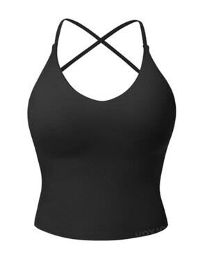 Women's V-Neck Backless Crop Tank Top with Adjustable Spaghetti Straps